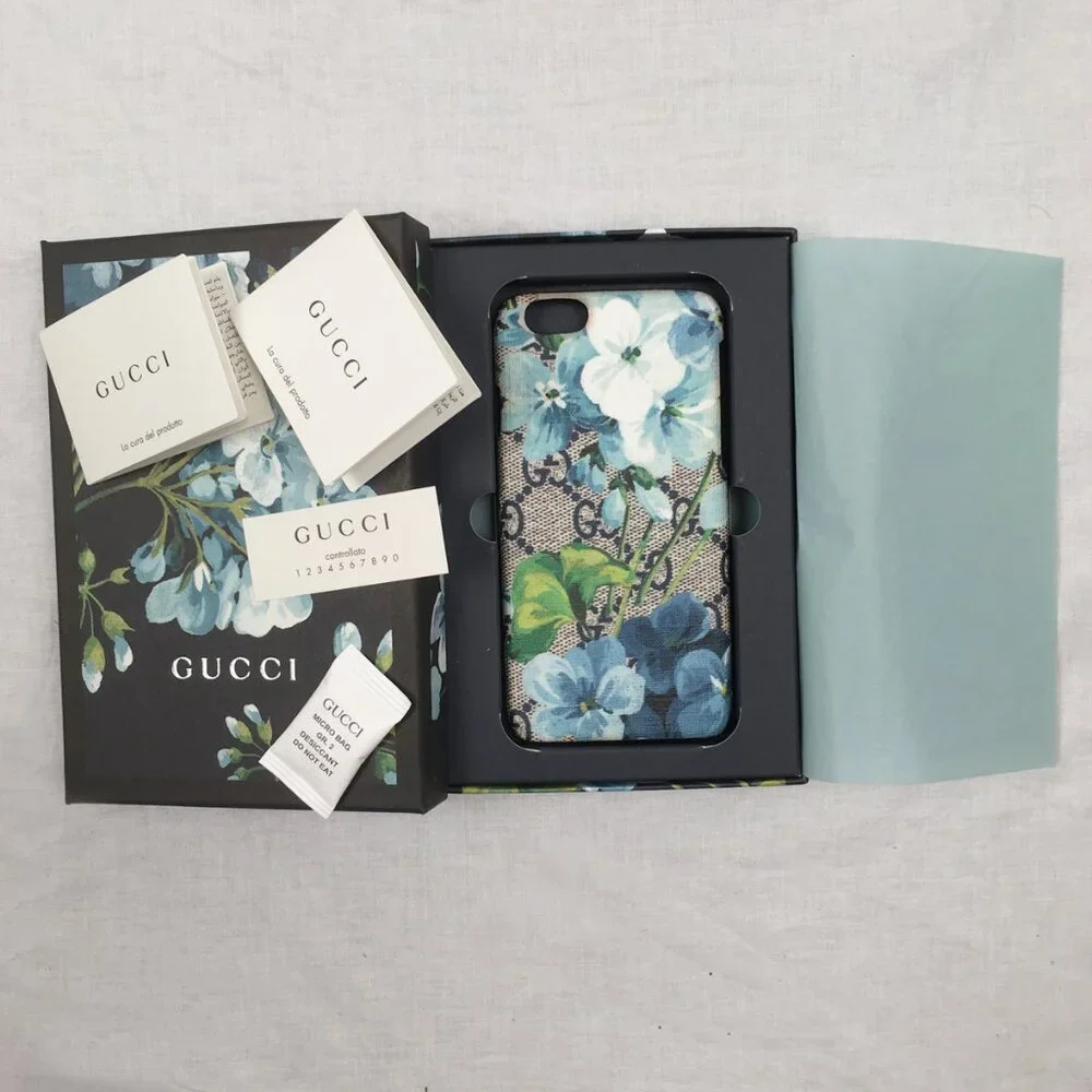 NEW $495 Gucci GG Blooms iPhone Case! iPhone 6 6S 7 8 Blue Floral Design